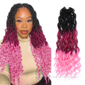 Ombre Wavy Goddess Faux Locs Hæklet flettehår